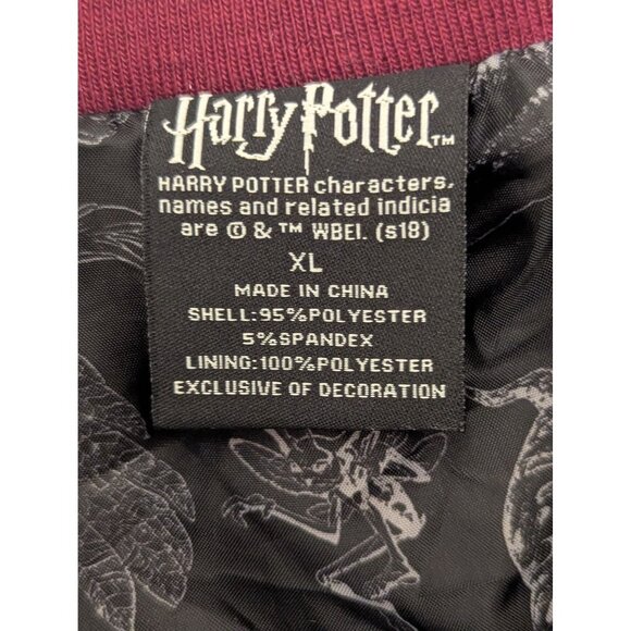 Harry Potter Burgundy & Gold Velvet Jacket XL Magical Creatures Embroidery Ragla - Picture 6 of 7